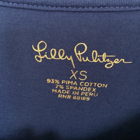 Lilly Pulitzer Mari Top, size XS, color is True Navy - Picture 3 of 7